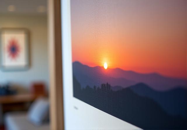 Tirage photo encadré d’un coucher de soleil sur les monts du Beaujolais
